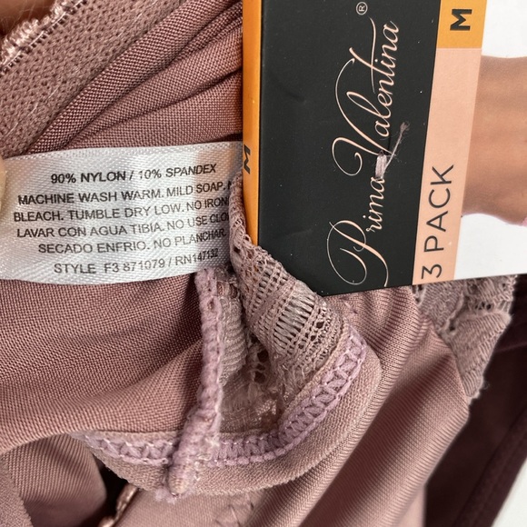 Prima Valentina Pack of 3 Briefs Lace Accent Panties Underwear Size Medium - Picture 6 of 6